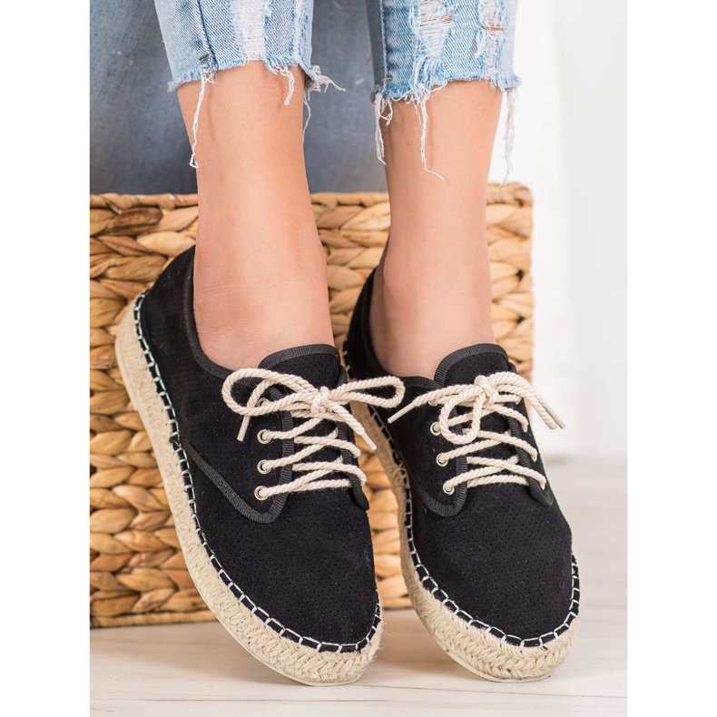 SHELOVET Espadrile od antilopa crno 2