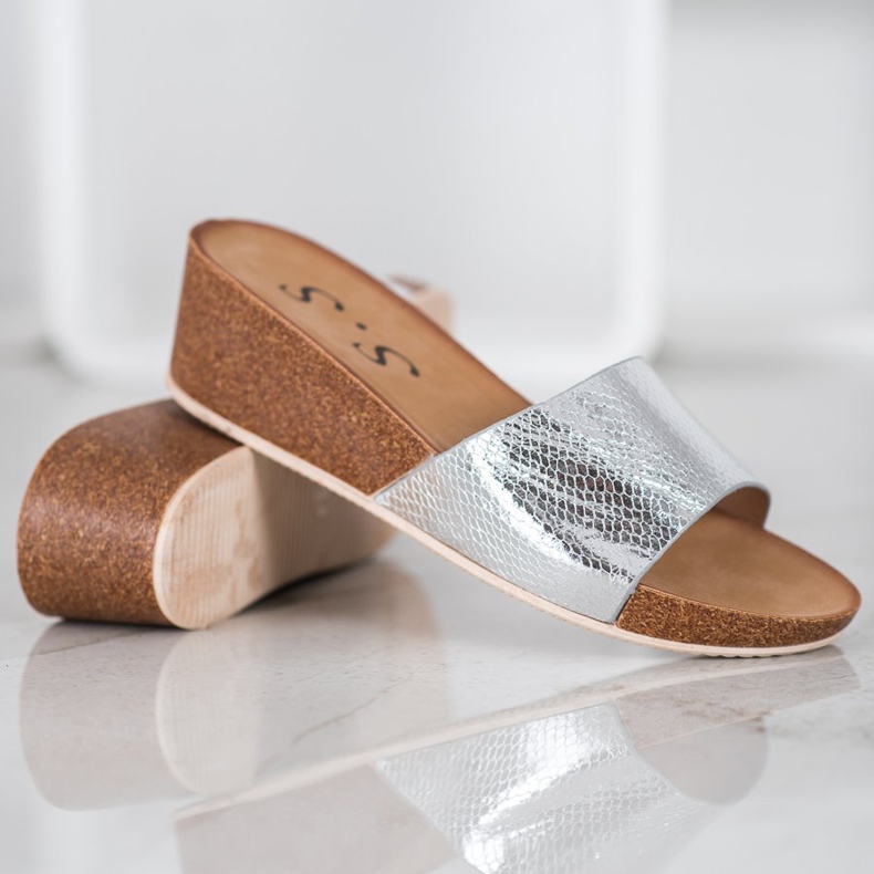 Small Swan Eko kožne papuče siva 1