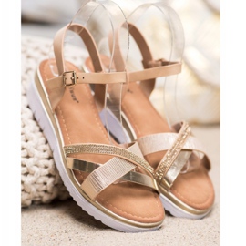 Small Swan Udobne sandale s kubnim cirkonijem zlatni 1