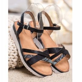 Small Swan Sandale na niskom klinu crna 2