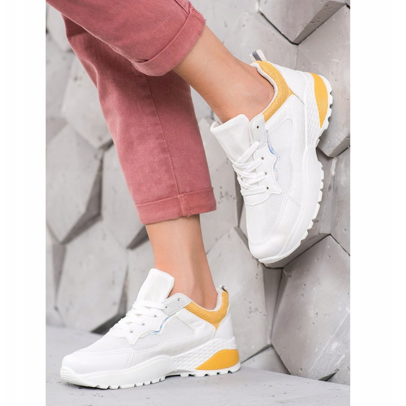 SHELOVET Tenisice sa svijetlim narančastim umetcima bijela narančasta 1