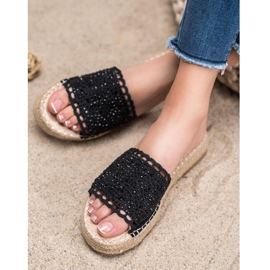 Small Swan Papuče s kristalima crno 2