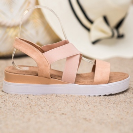 SHELOVET Sandale u prahu s elastikom smeđa ružičasta 2