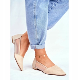 EVE Ženske balerinke s mrežastom antilopom u bež boji 1