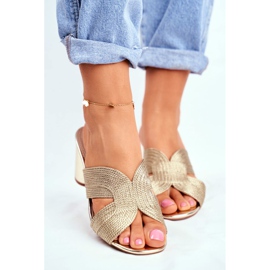 S.Barski Ženske papuče na peti klizne Gold Guest zlatni 2