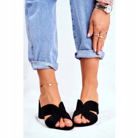 S.Barski Ženske papuče na peti klizanje Black Guest crna 1