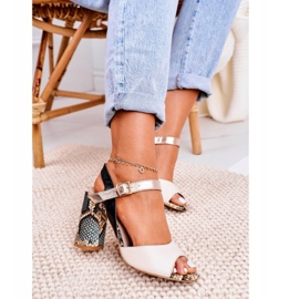 Sandale na šanku Laura Messi 2136 Koža Crna zmija Altres višebojan žuta boja 1