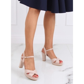 Bež sandale na visoku petu WD99P Bež 2