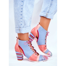 Ženske čizme na petu koža Maciejka proljeće 03938-15 plava ružičasta 2
