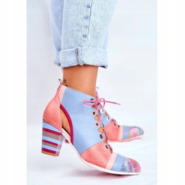 Ženske čizme na petu koža Maciejka proljeće 03938-15 plava ružičasta 1