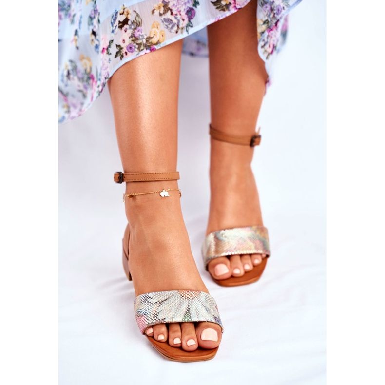 Ženske sandale Maciejka Kožna crvena glava 04618-29 smeđa 2