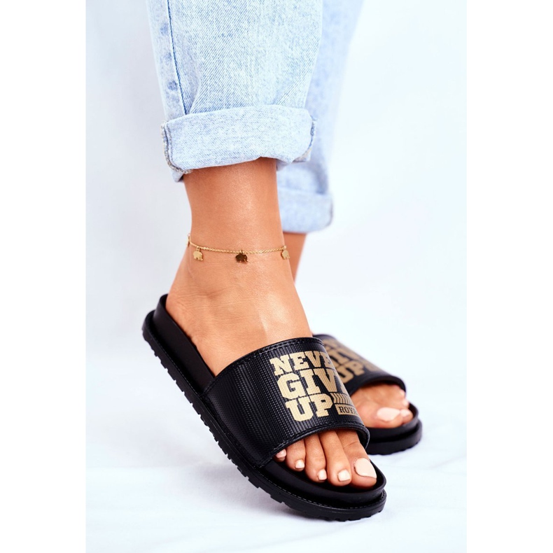 ADY Ženske papuče nikad se ne odriču 2 zlatne crne crna 1