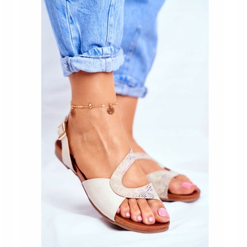 S.Barski Ženske sandale ravne bež boje Barski Strongby 1