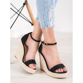 SHELOVET Seksi sandale na klin crna 1