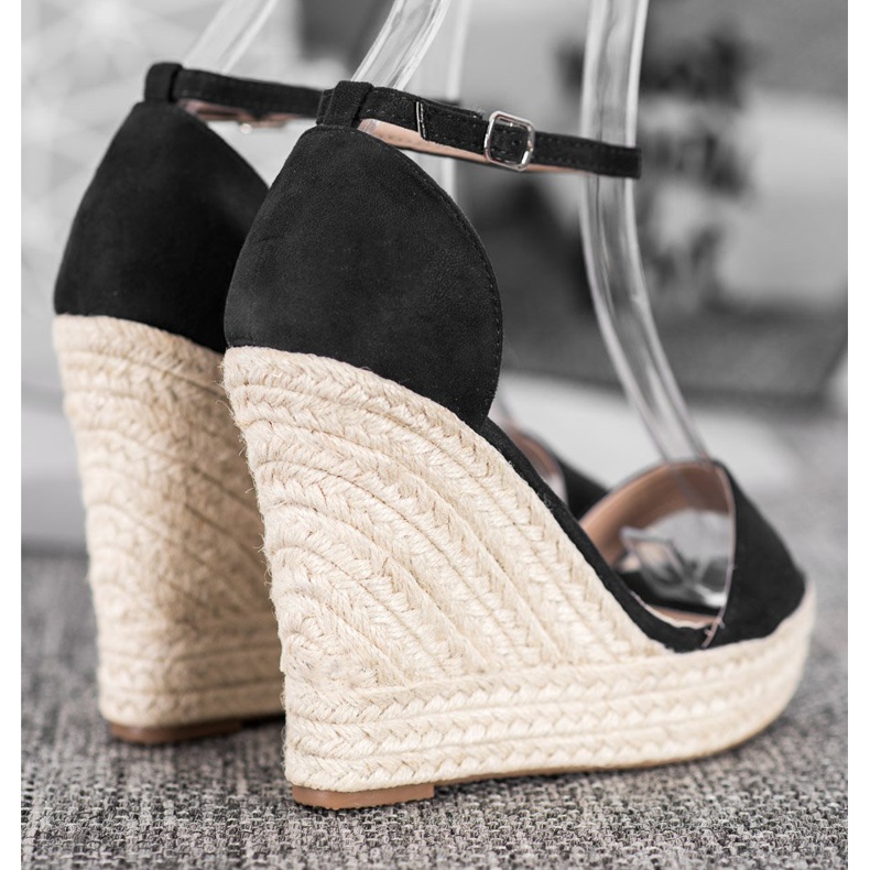 SHELOVET Seksi sandale na klin crna 2