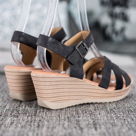 Sea Elves Lagane sandale izrađene od eko kože crna 1