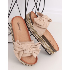 Papuče s visokim potplatom bež CK137P Bež 1