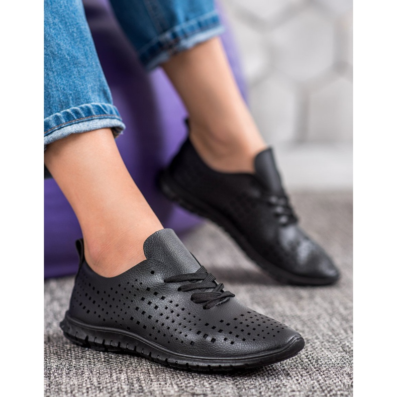 Camo Ažurne tenisice s eko kožom crno 1