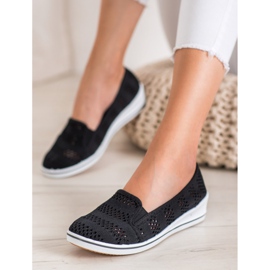 SHELOVET Ažurne balerine crno 1