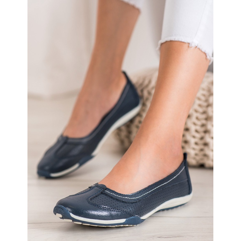 M.Daszyński Sportska kožna balerina plava 2