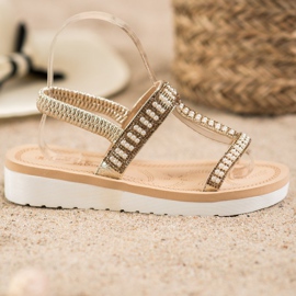 SHELOVET Natikače sandale s perlicama žuta boja 2