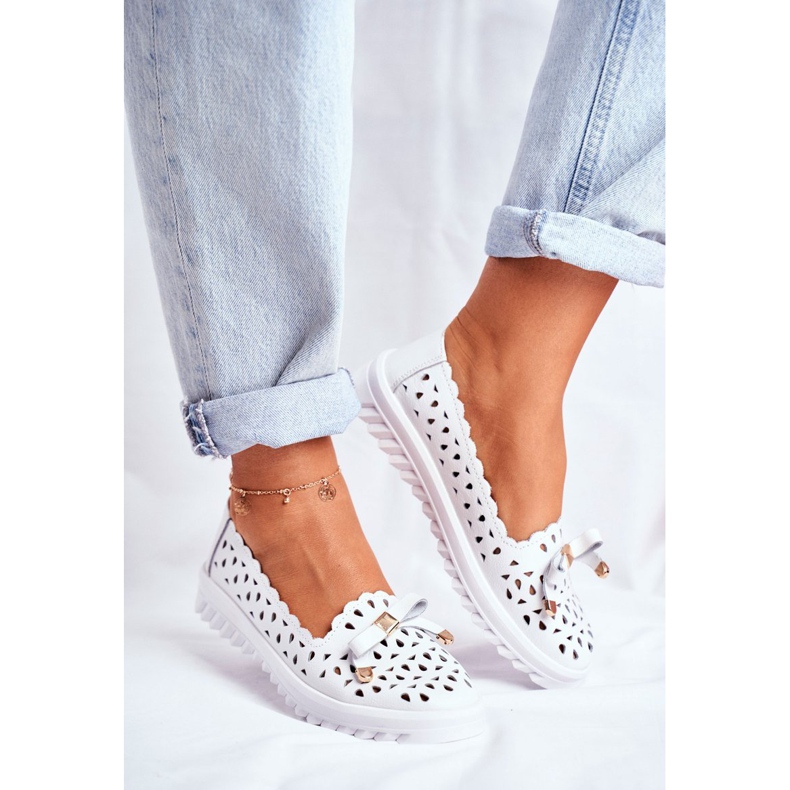 S.Barski Ženske natikače, ažurne kože LR71515 bijela Murrieta 1