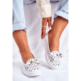 S.Barski Ženske natikače, ažurne kože LR71515 bijela Murrieta 2