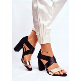 EVE Ženske sandale Suede Slip na crnom zlatu Varina crna žuta boja 1