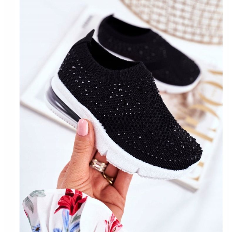 FRROCK Crne Linda dječje sportske cipele s kubnim cirkonijem crna 2