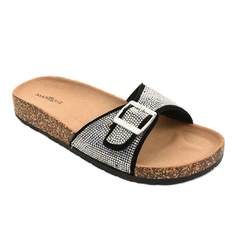 Crne papuče s potplatom od pluta L-1032 crna 1