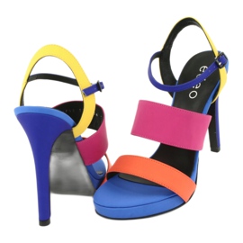 Visoke kožne sandale na peti Edeo 3338 plava narančasta ružičasta žuta boja 2