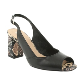 Edeo Ženske sandale crne / životinjske boje 3499A-1193 crno 1