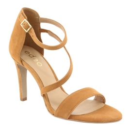Edeo Ženske kožne sandale na szpilki 3344 Rude žuta boja 1