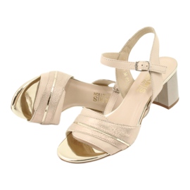 Udobne kožne sandale Gamis 3940 bež zlatna 4