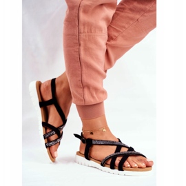 Ženske sandale Lu Boo s kubnim cirkonijem 406-6 Black Feen crna 1