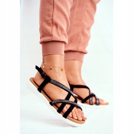 Ženske sandale Lu Boo s kubnim cirkonijem 406-6 Black Feen crna 2