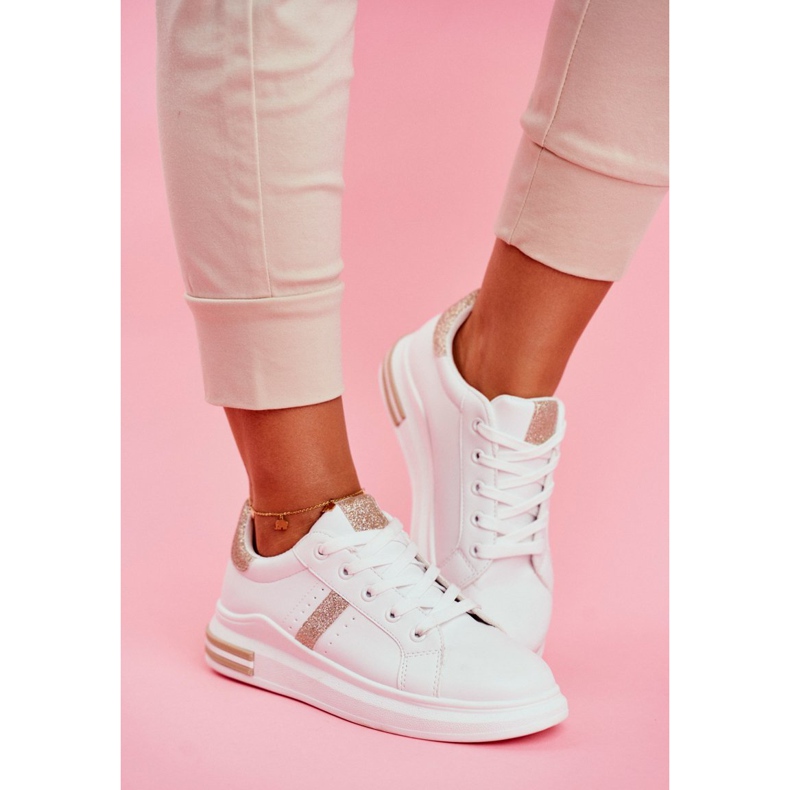 Ženske sportske cipele bijelo zlato sa sjajem Narval bijela žuta boja 2