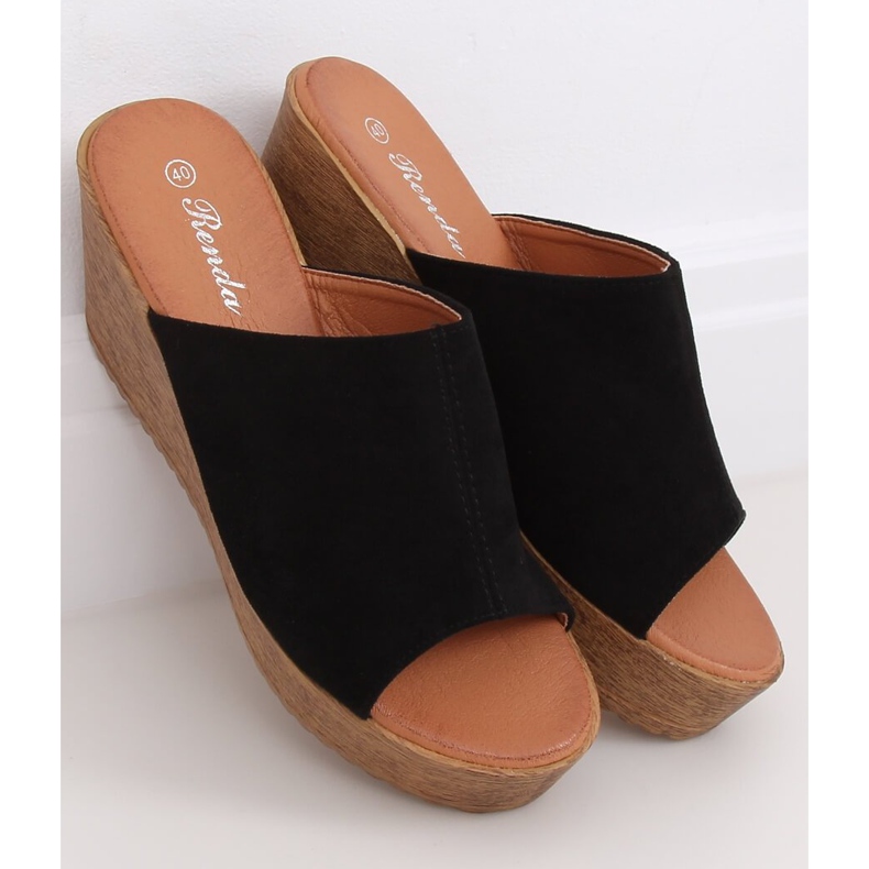 Crne papuče na klin crne 10-236 Crne crna 1