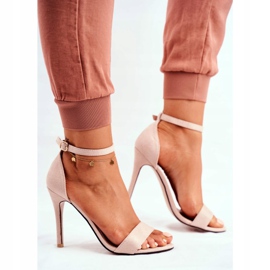 PS1 Ženske sandale na visokoj peti, eko-antilop, bež Liberty 2