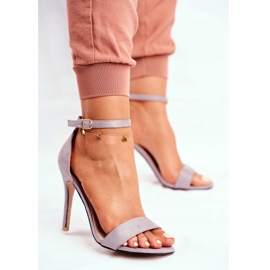 PS1 Ženske sandale na visokoj peti, eko-antilop, siva Liberty 2