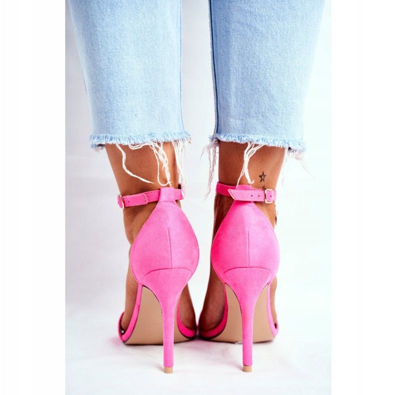 SEA Ženske sandale na visokoj peti od eko-antilopa Fuchsia Liberty ružičasta 2