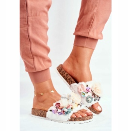 PS1 Ženske papuče s cvijećem Bijela Enrissa višebojan 1