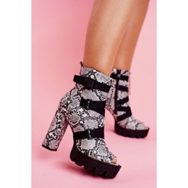 PS1 Ženske gležnjače Otvoreni prst sa zmijskom kožom Gladios crno siva 1