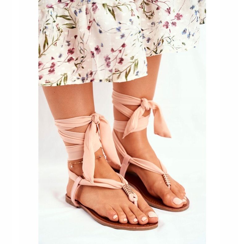 FS1 Ženske sandale Japanke vezane Bež Derryl 1