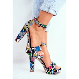 SEA Ženske sandale na štiklu Šareni zmijski Figaro višebojan 2