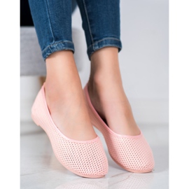 SHELOVET Lagane ažurne balerine ružičasta 2