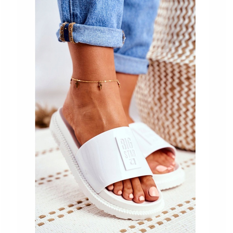 Ženske papuče Big Star na platformi bijele FF274812 bijela 1