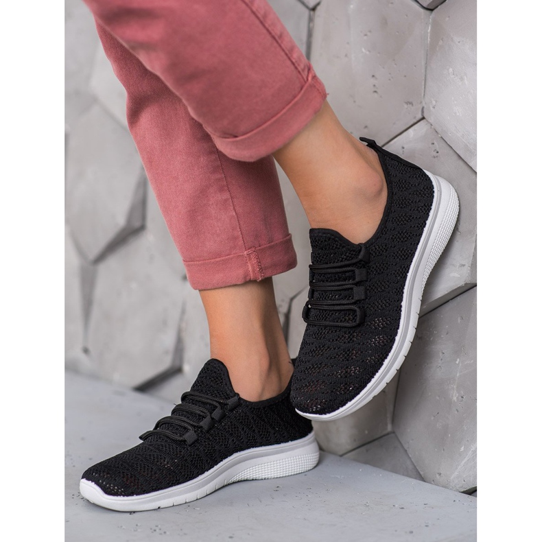 SHELOVET Crne ažurne cipele crna 2