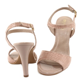 Espinto Oslikane kožne ženske ružičaste sandale ružičasta 3