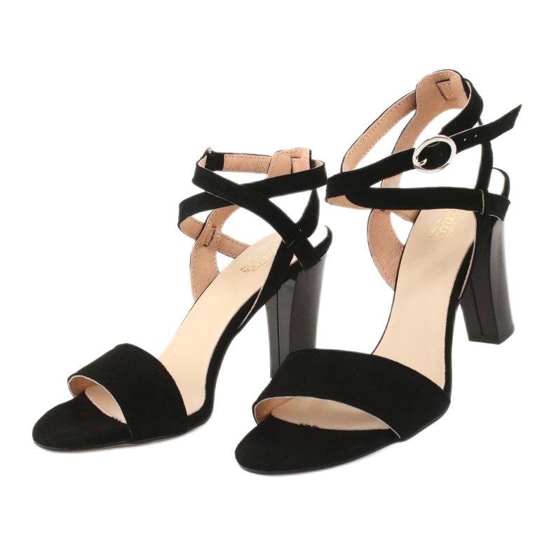 Espinto Crne kožne ženske sandale na S333/1 crna 2